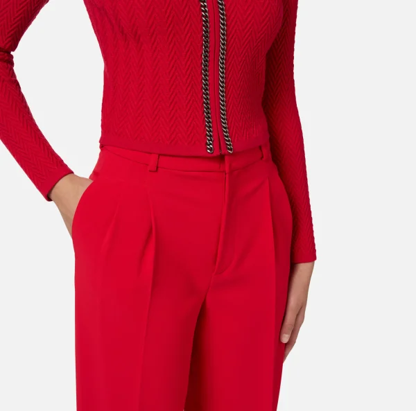 Elisabetta Franchi Pantaloni E Shorts^Pantalone in crêpe stretch con doppie pinces RedPassion