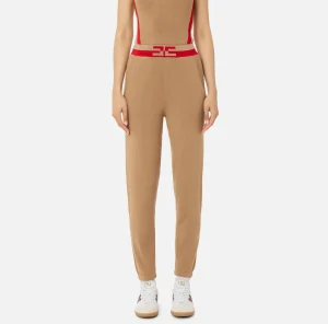 Elisabetta Franchi Pantaloni E Shorts^Pantalone jogger in viscosa con bande logo Camel/RedPassion
