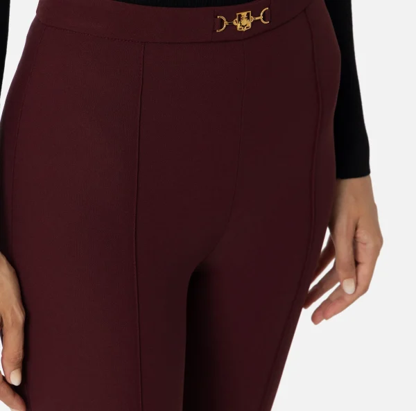 Elisabetta Franchi Pantaloni E Shorts^Pantalone palazzo in crêpe stretch con morsetto RougeNoir