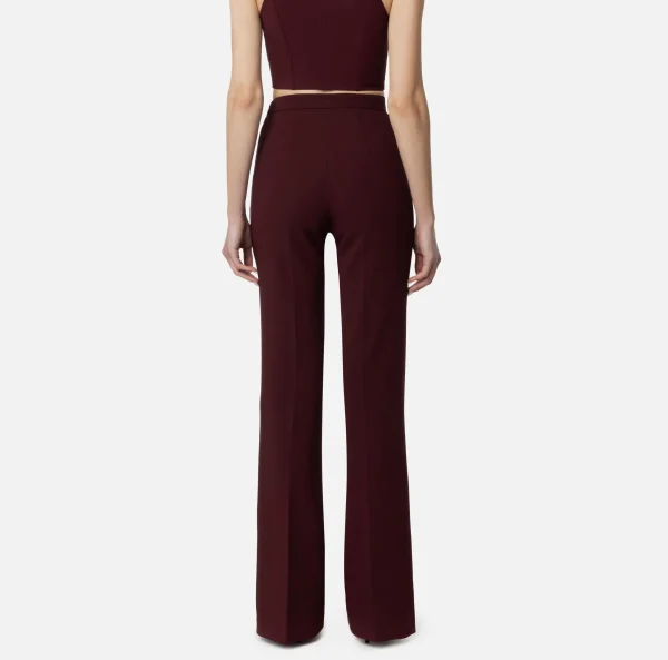 Elisabetta Franchi Tailleur | Pantaloni E Shorts^Pantalone palazzo in crêpe stretch con rivetto logo RougeNoir