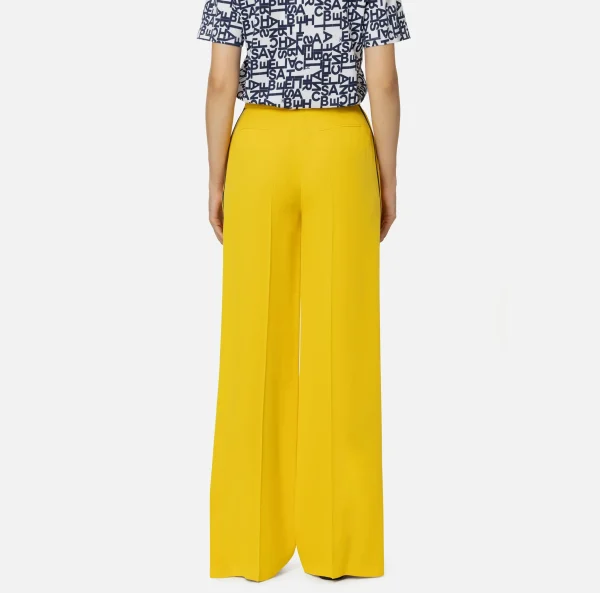 Elisabetta Franchi Pantaloni E Shorts^Pantalone palazzo in satin con morsetto Mimosa/Navy