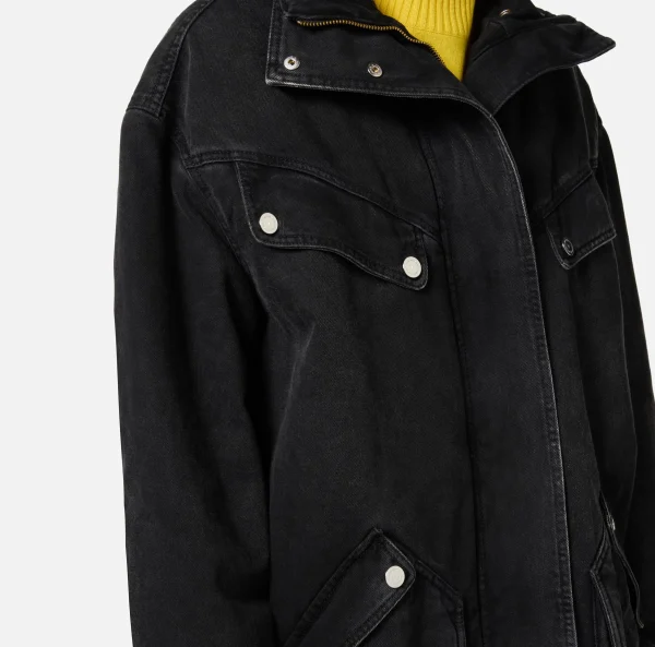 Elisabetta Franchi Giacche & Trench^Parka over in denim con ecomontone Nero