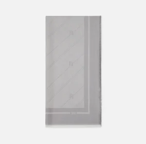 Elisabetta Franchi Sciarpe^Pashmina in jacquard lurex con pattern righe diagonali e logo Steel