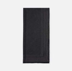 Elisabetta Franchi Sciarpe^Pashmina in jacquard lurex con pattern righe diagonali e logo Nero
