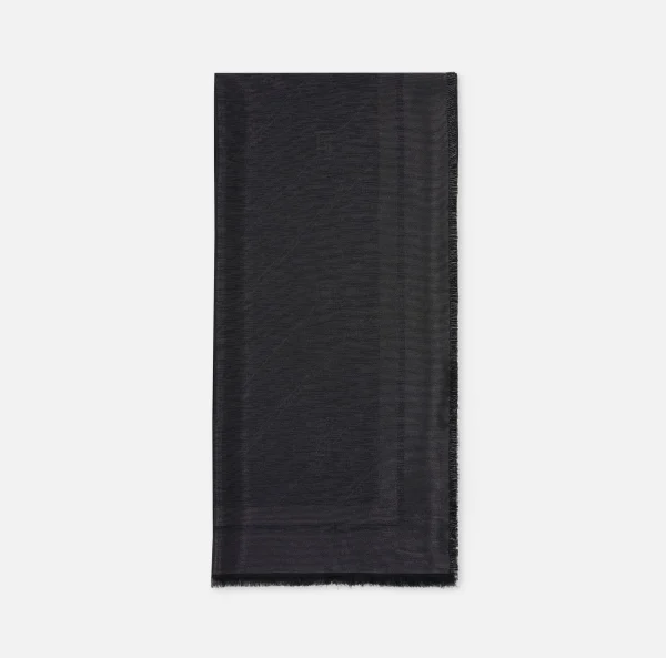 Elisabetta Franchi Sciarpe^Pashmina in jacquard lurex con pattern righe diagonali e logo Nero