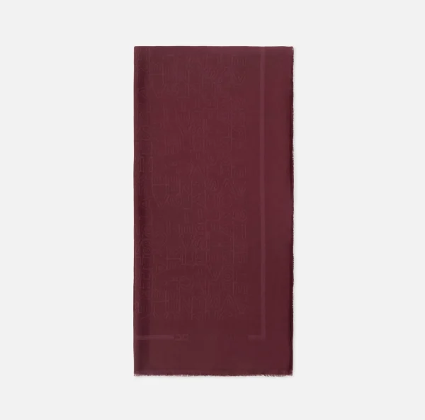 Elisabetta Franchi Sciarpe^Pashmina quadrata in viscosa jacquard con lettering logo RougeNoir