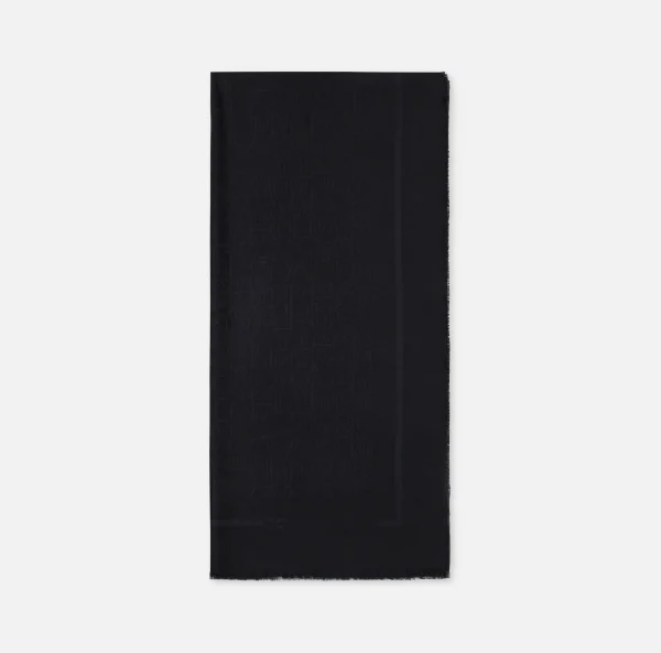 Elisabetta Franchi Sciarpe^Pashmina quadrata in viscosa jacquard con lettering logo Nero