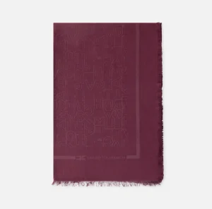 Elisabetta Franchi Sciarpe^Pashmina rettangolare in viscosa jacquard con lettering logo RougeNoir