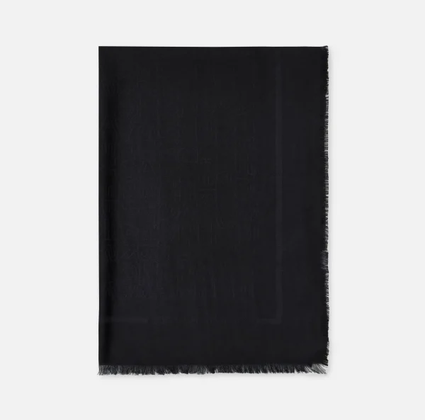 Elisabetta Franchi Sciarpe^Pashmina rettangolare in viscosa jacquard con lettering logo Nero