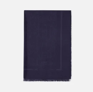 Elisabetta Franchi Sciarpe^Pashmina rettangolare in viscosa jacquard con lettering logo Navy