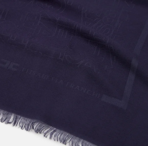 Elisabetta Franchi Sciarpe^Pashmina rettangolare in viscosa jacquard con lettering logo Navy