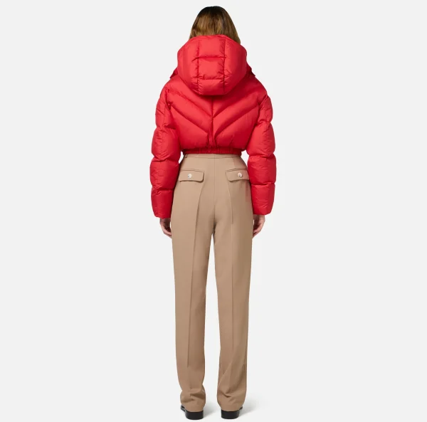 Elisabetta Franchi Capispalla^Piumino cropped in nylon lucido RedPassion