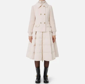 Elisabetta Franchi Capispalla^Piumino in nylon e panno con gonna a ruota Lattice