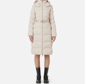 Elisabetta Franchi Capispalla^Piumino lungo in nylon jacquard lettering Lattice