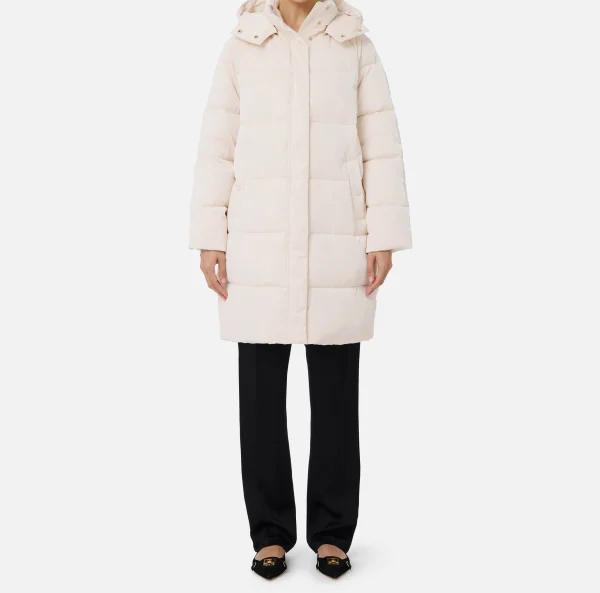 Elisabetta Franchi Capispalla^Piumino lungo in nylon satin con cappuccio Lattice