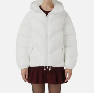 Elisabetta Franchi Capispalla^Piumino over in nylon lucido Avorio