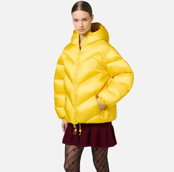 Elisabetta Franchi Capispalla^Piumino over in nylon lucido Mimosa