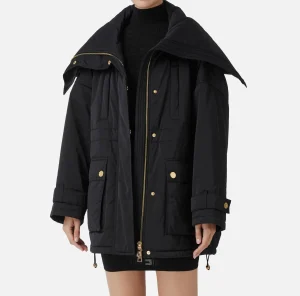Elisabetta Franchi Capispalla^Piumino over tipo aviator in nylon satin Nero