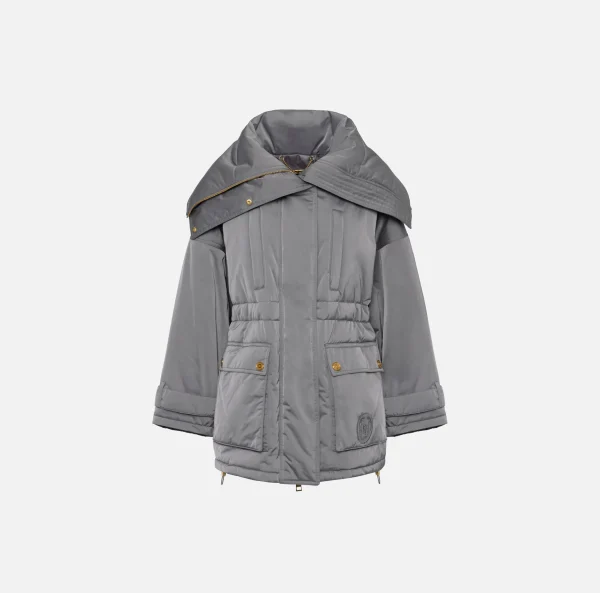 Elisabetta Franchi Capispalla^Piumino over tipo aviator in nylon satin Steel