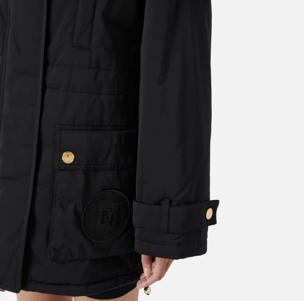 Elisabetta Franchi Capispalla^Piumino over tipo aviator in nylon satin Nero