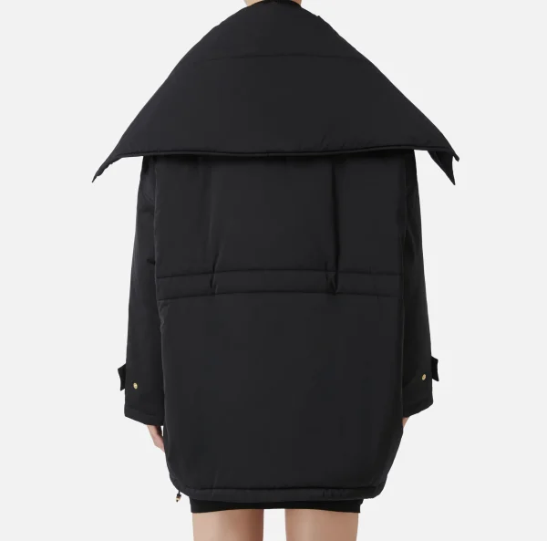 Elisabetta Franchi Capispalla^Piumino over tipo aviator in nylon satin Nero