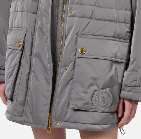 Elisabetta Franchi Capispalla^Piumino over tipo aviator in nylon satin Steel