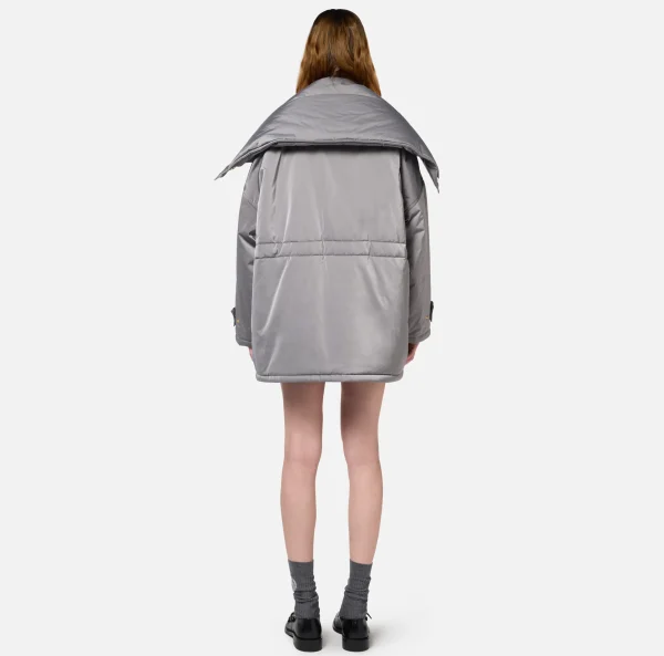 Elisabetta Franchi Capispalla^Piumino over tipo aviator in nylon satin Steel