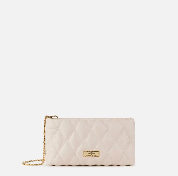 Elisabetta Franchi Clutch^Pochette in tessuto embossed con tracolla in catena Lattice