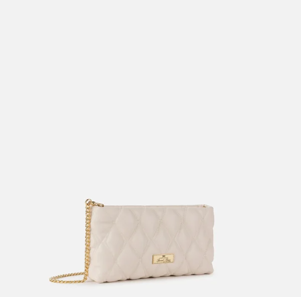 Elisabetta Franchi Clutch^Pochette in tessuto embossed con tracolla in catena Lattice