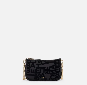 Elisabetta Franchi Clutch^Pochette lettering con tracolla Nero