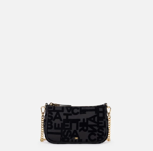 Elisabetta Franchi Clutch^Pochette lettering con tracolla Nero