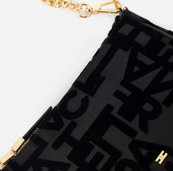 Elisabetta Franchi Clutch^Pochette lettering con tracolla Nero