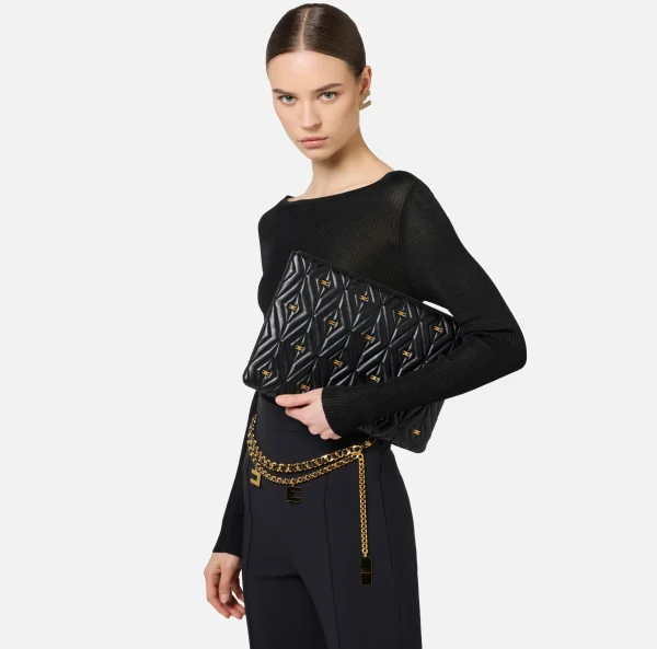 Elisabetta Franchi Clutch^Pochette Étoile Nero