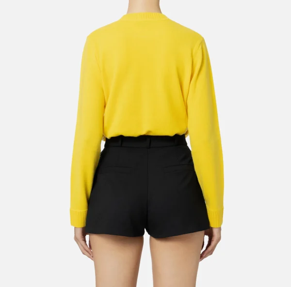 Elisabetta Franchi Maglieria E Felpe^Pullover in misto cashmere con logo Mimosa/Nero
