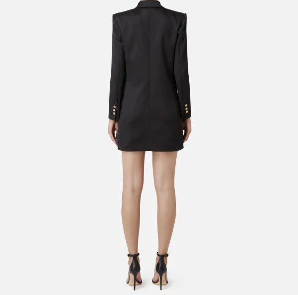 Elisabetta Franchi Mini Abiti | Robes Manteaux^Robe manteau doppiopetto in fresco di lana con puntali Nero