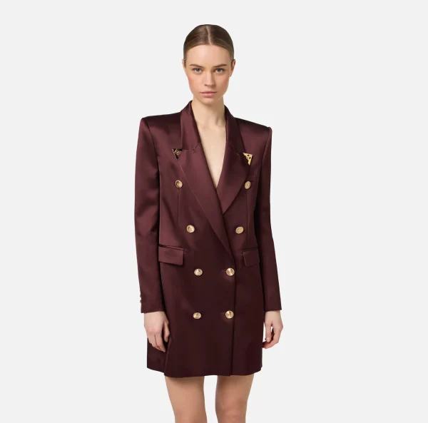 Elisabetta Franchi Mini Abiti | Robes Manteaux^Robe manteau doppiopetto in fresco di lana con puntali RougeNoir
