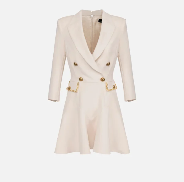 Elisabetta Franchi Mini Abiti | Robes Manteaux^Robe manteau in crêpe con catena groumette Burro