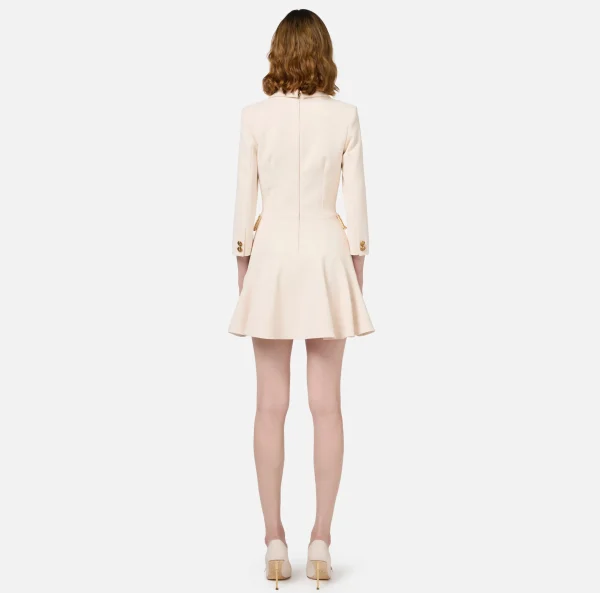 Elisabetta Franchi Mini Abiti | Robes Manteaux^Robe manteau in crêpe con catena groumette Burro