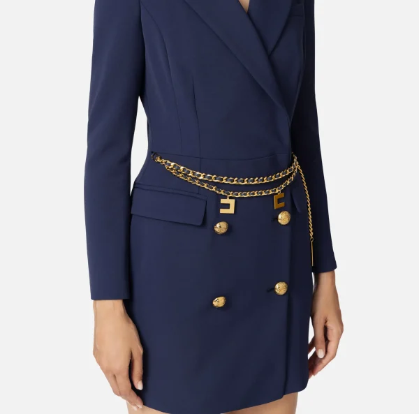 Elisabetta Franchi Robes Manteaux | Mini Abiti^Robe manteau in crêpe stretch con cintura Navy