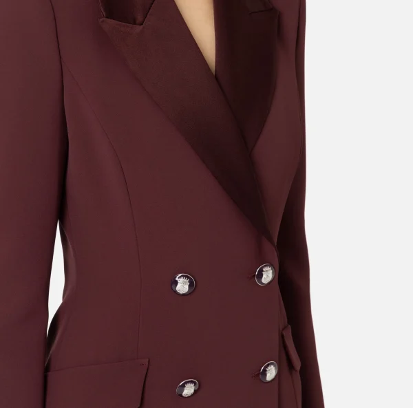 Elisabetta Franchi Mini Abiti | Robes Manteaux^Robe manteau in crêpe stretch con revers in raso RougeNoir