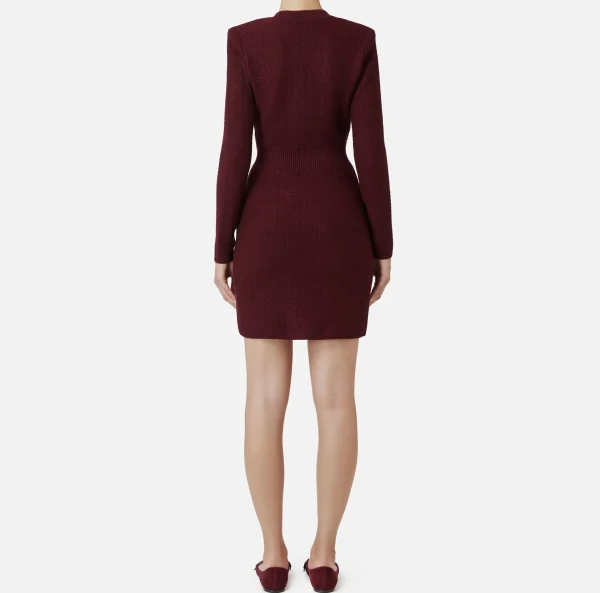 Elisabetta Franchi Mini Abiti | Abiti In Maglia^Robe manteau in lana bouclé con ricamo RougeNoir