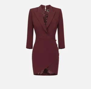 Elisabetta Franchi Abiti | Mini Abiti^Robe-manteau in crêpe con bottoni al fianco RougeNoir