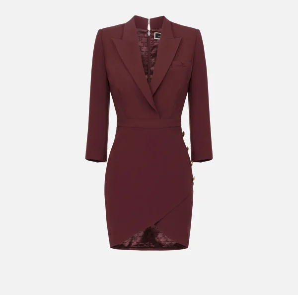 Elisabetta Franchi Abiti | Mini Abiti^Robe-manteau in crêpe con bottoni al fianco RougeNoir