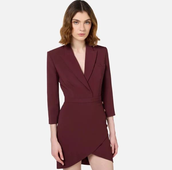 Elisabetta Franchi Abiti | Mini Abiti^Robe-manteau in crêpe con bottoni al fianco RougeNoir