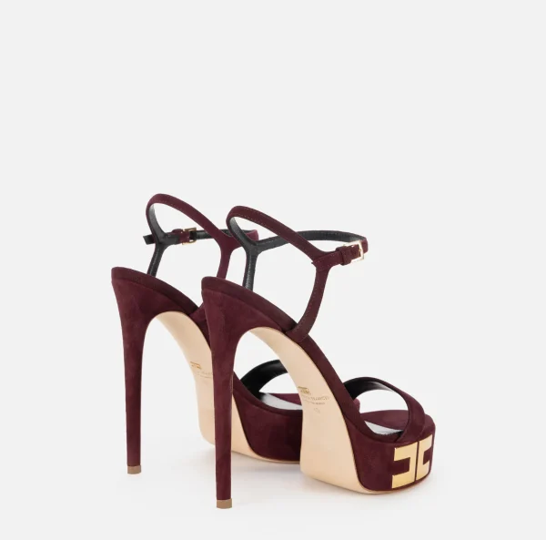 Elisabetta Franchi Sandali^Sandali plateau in camoscio con logo RougeNoir