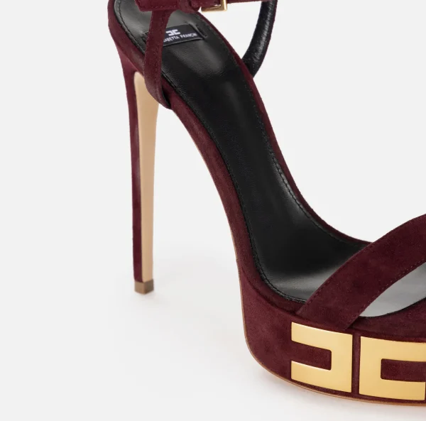 Elisabetta Franchi Sandali^Sandali plateau in camoscio con logo RougeNoir