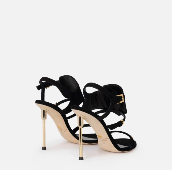 Elisabetta Franchi Sandali^Sandalo in camoscio con tacco scultura Nero