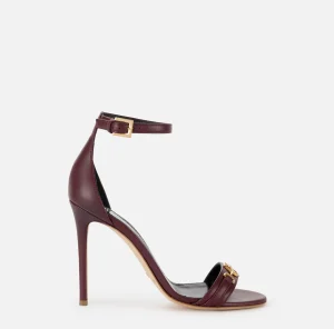 Elisabetta Franchi Sandali^Sandalo in nappa con morsetto scudetto RougeNoir
