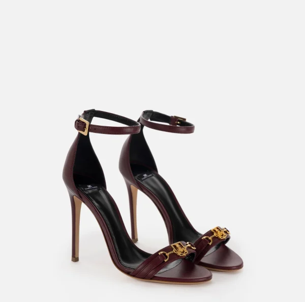 Elisabetta Franchi Sandali^Sandalo in nappa con morsetto scudetto RougeNoir