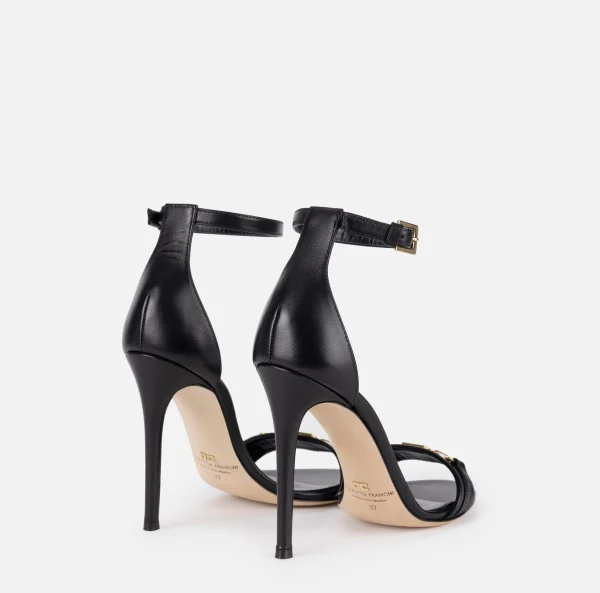 Elisabetta Franchi Sandali^Sandalo in nappa con morsetto scudetto Nero